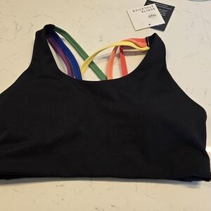 Senita Athletics Black Bra with Colorful Straps